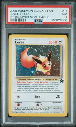 2000 Pokemon Promo Black Star Eevee #11 Promo-Pokemon League PSA 7 - Image 1