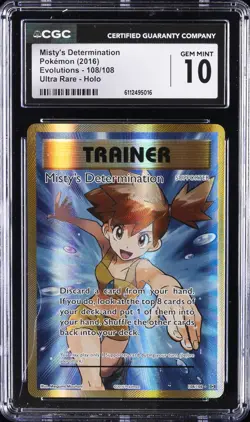 2016 POKEMON EVOLUTIONS ULTRA RARE HOLO #108 MISTY DETERMINATION CGC 10 GEM MINT - Image 1