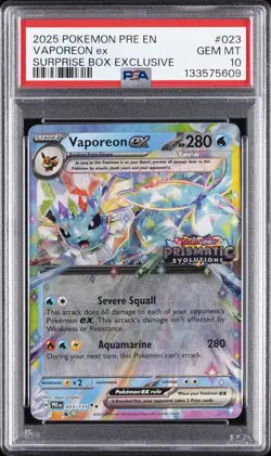 2025 POKEMON PRE EN-PRISMATIC EVOLUTIONS #023 VAPOREON EX PSA 10 - Image 1