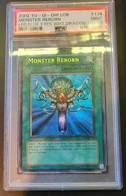 Yugioh Monster Reborn LOB-118 Unlimited Ultra Rare PSA 9 Mint - Image 1