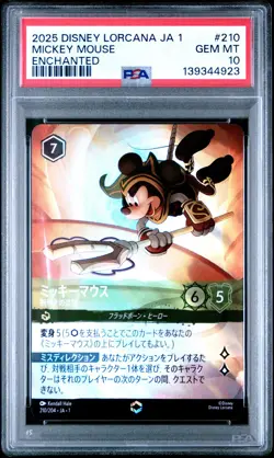 2025 Disney Lorcana TCG - Mickey Mouse Artful Rogue JA1 #210 Enchanted PSA 10 - Image 1