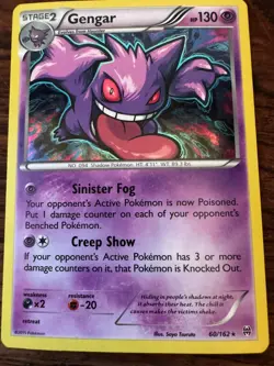 Pokemon Gengar 60/162 Breakthrough Holo Rare 130 HP Stage 2 Pokemon TCG Card - Image 1