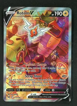 Pokemon TCG Rotom v Lost Origin Alternate Art Holo Ultra Rare Card 177/196 - Image 1