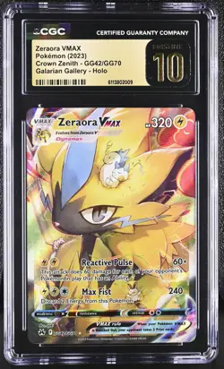 CGC 10 Zeraora Vmax GG42/GG70 Galarian Gallery Holo Crown Zenith Pokemon - Image 1