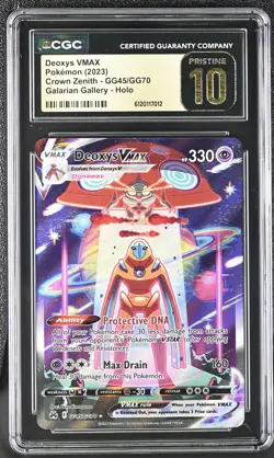 CGC 10 Pristine Deoxys Vmax GG45/GG70 Galarian Gallery Holo Crown Zenith Pokemon - Image 1