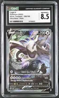 CGC 8.5 Lugia V 186/195 Ultra Rare Holo Silver Tempest Pokemon - Image 1