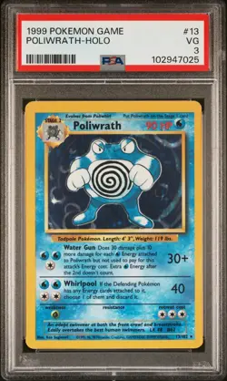 1999 POKEMON GAME #13 POLIWRATH-HOLO PSA 3 - Image 1