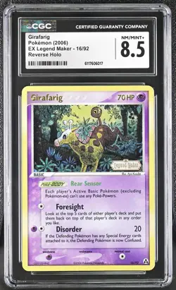 CGC 8.5 Girafarig 16/92 Reverse Holo EX Legend Maker Pokemon - Image 1