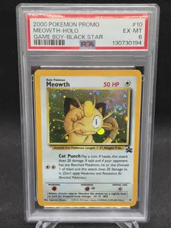 2000 POKEMON PROMO BLACK STAR GAME BOY #10 MEOWTH-HOLO PSA 6! - Image 1