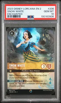 2023 DISNEY LORCANA EN 2-RISE OF THE FLOODBORN SNOW WHITE - WELL WISHER PSA 10 - Image 1