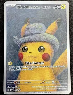 Pikachu Grey Felt Hat SVP085 Van Gogh Pokemon Card NM/M - Image 1