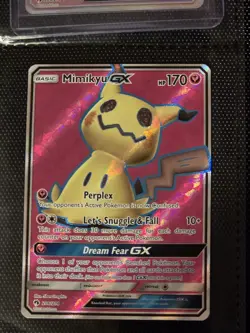 NM Mimikyu GX 206/214 Lost Thunder Full Art Holo Pokemon Card - Image 1