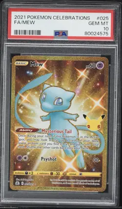 Pokemon Mew Full Art Holo Secret Rare 025/025 Celebrations PSA 10 - Image 1