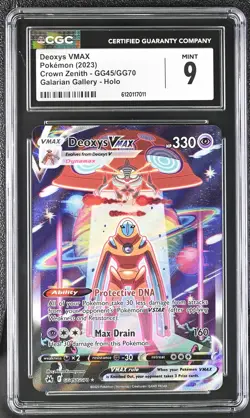 CGC 9 Deoxys Vmax GG45/GG70 Galarian Gallery Holo Crown Zenith Pokemon - Image 1