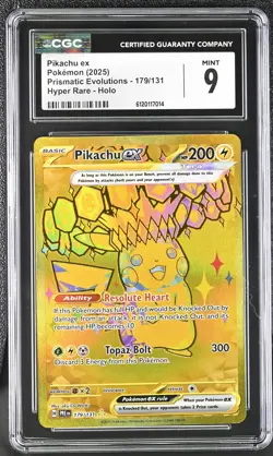 CGC 9 Pikachu EX 179/131 Hyper Rare Holo Prismatic Evolutions Pokemon - Image 1