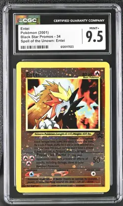 CGC 9.5 Entei 34 Reverse Holo Spell Of The Unown: Black Star Promos Pokemon - Image 1