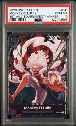 2023 One Piece Promos Monkey D. Luffy #041 1st Anv Tournament Winner PSA 10 - Image 1