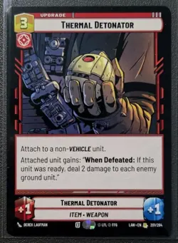 Star Wars Unlimited Thermal Detonator LAW 201/264 RARE Card - Lawless Time - Image 1
