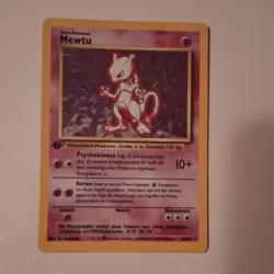 Pokemon Mewtu 10/102 Base Set Holo Card 1999 German First Edition - Image 1
