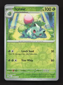 Ivysaur 002/165 Uncommon 151 Pokemon Reverse Holo Near Mint - Image 1