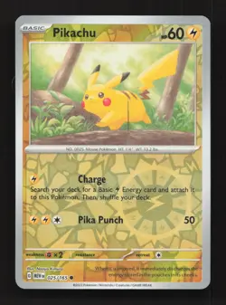 Pikachu 025/165 Common 151 Pokemon Reverse Holo Near Mint - Image 1