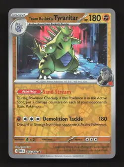 Team Rocket's Tyranitar 096/182 Rare Destined Rivals Pokemon Reverse Holo NM - Image 1