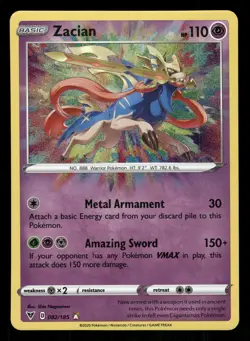 Pokemon Zacian Amazing Rare SWSH04: Vivid Voltage 082/185 NM Holo - Image 1