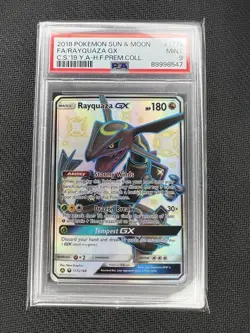 2018 Pokemon Sun & Moon Hidden Fates Premium Collection Rayquaza GX #177a PSA 9 - Image 1