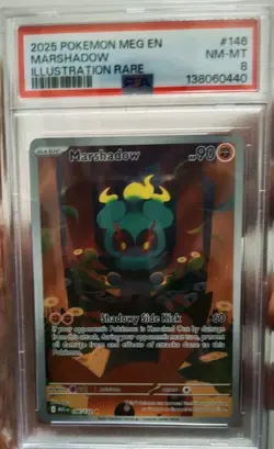 PSA 8 Mint Marshadow 146/132 Illustration Rare Full Art - Pokemon ME01 MEG - Image 1