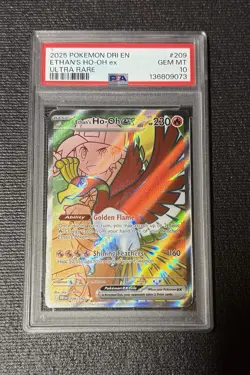 Pokemon Ethan's Ho-Oh EX Ultra Rare Holo 209/182 Sv10 Destined Rivals PSA 10 - Image 1
