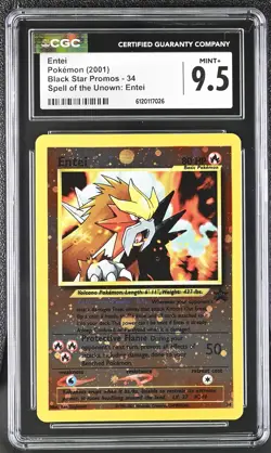 CGC 9.5 Entei 34 Reverse Holo Spell Of The Unown: Black Star Promos Pokemon - Image 1