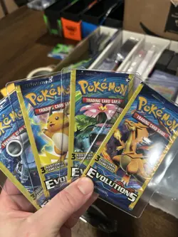Pokemon XY EVOLUTIONS - (3-Card Mini) Booster Pack Complete Art Set (4) - SEALED - Image 1