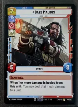 Star Wars Unlimited Baze Malbus LAW 47/264 RARE Card - Lawless Time - Image 1