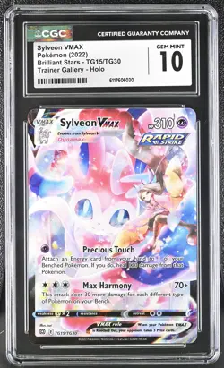 CGC 10 Sylveon Vmax TG15/TG30 Trainer Gallery Holo Brilliant Stars Pokemon - Image 1