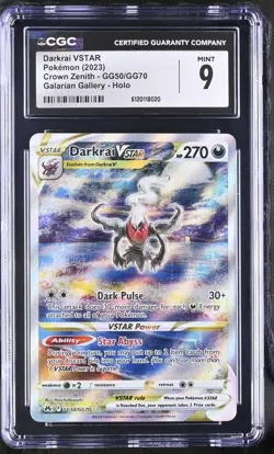 CGC 9 Darkrai Vstar GG50/GG70 Galarian Gallery Holo Crown Zenith Pokemon - Image 1
