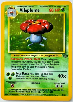Vileplume Pokemon Card Holo WOTC 15/64 Jungle Set Rare Vintage 1999 - Image 1