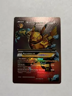 MEGA M Mecha Pikachu EX 2/15 Brown Foil Fan Art Display Card HP 1900 Rare NM/M - Image 1
