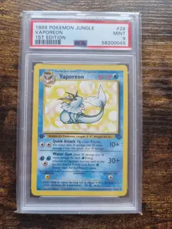 Vaporeon 1st Edition PSA 9 Pokemon card 28/64 Jungle Set Rare Non Holo 1999 Mint - Image 1