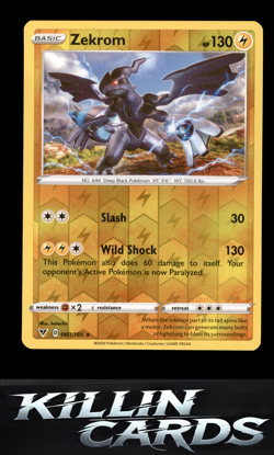 Reverse Holofoil Zekrom 060/185 Pokemon Holo Rare SWSH04: Vivid Voltage Card NM - Image 1