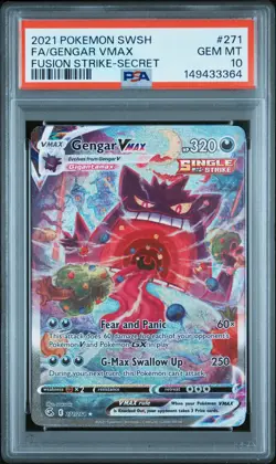 2021 POKEMON SWORD & SHIELD FUSION STRIKE SECRET FULL ART/GENGAR VMAX PSA 10 - Image 1
