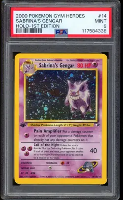 2000 Pokemon 1st Edition Sabrina's Gengar Gym Heroes Rare Holo #14 PSA 9 MINT - Image 1