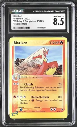 CGC 8.5 Blaziken 15/109 Reverse Holo EX Ruby & Sapphire Pokemon - Image 1