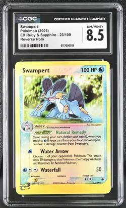 CGC 8.5 Swampert 23/109 Reverse Holo EX Ruby & Sapphire Pokemon - Image 1