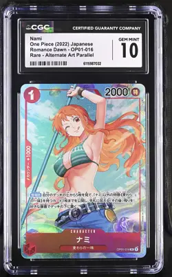 CGC 10 Nami Op01-016 Alternate Art Parallel Romance Dawn One Piece Japanese - Image 1