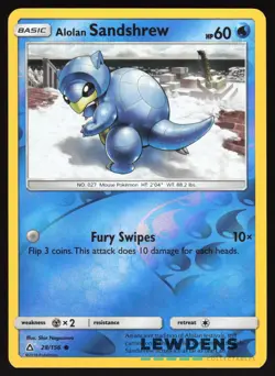 Alolan Sandshrew - 28/156 - Reverse Holo Common - Ultra Prism - Pokemon Card - Image 1