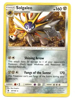 Pokemon Card: Solgaleo 87/147 S&M Guardians Rising Set Rare! EX - Image 1