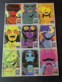 One Piece 9 Collectible Character Anime Waifu Cards CCG Magazine Luffy Robin - Image 1
