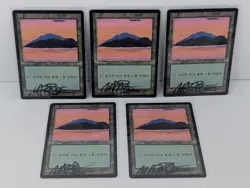 Island (C) X5 - MTG 5 Card Lot - 4th Edition Korean FBB - Signed By Mark Poole! - Image 1