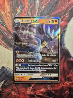 Lucario GX SM100 Pokemon TCG Sun & Moon: Black Star Promo LP/MP - Image 1