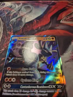 Lucario GX SM100 Pokemon TCG Sun & Moon: Black Star Promo LP/MP - Image 2